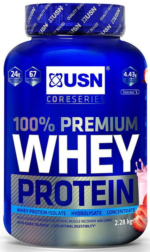 Proteinski prah USN 100% Whey Protein Premium jahoda se smetanou 2.28kg